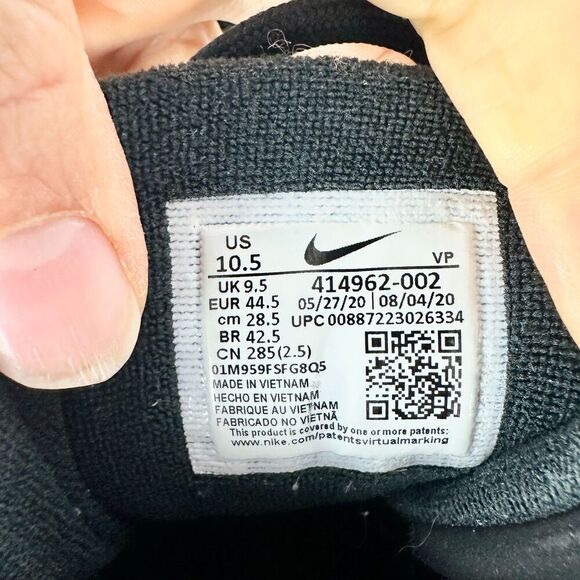 Nike Air More Uptempo Shoes Men's Size 10.5 414962-002 Black White Suede 2020 - Picture 8 of 8